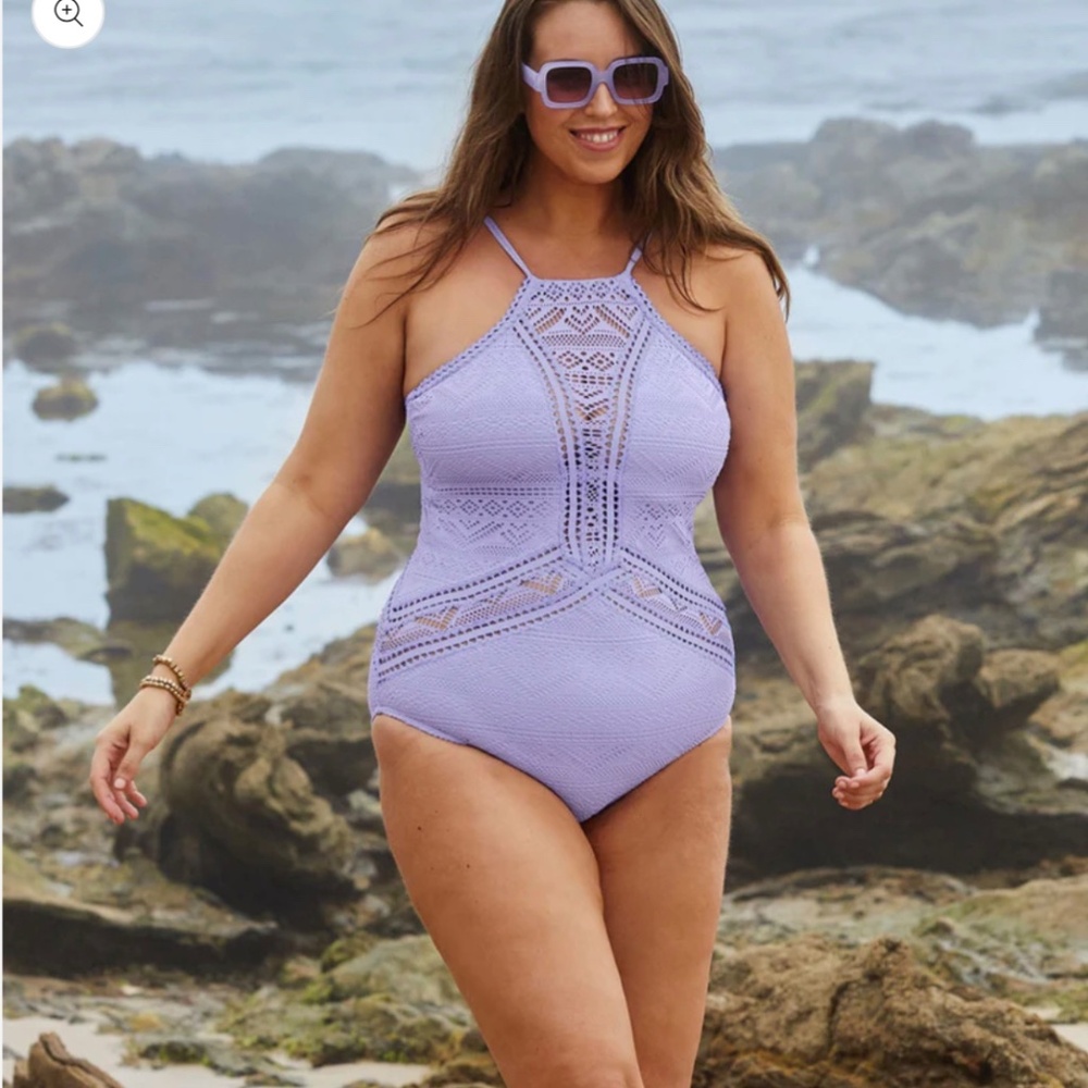 NWT Becca ETC by Rebecca Virtue Purple One Piece Bathing Suit Plus Size 3X